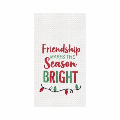 27" x 18" Friendship Makes The Season Bright Waffle Weave Kitchen Towel