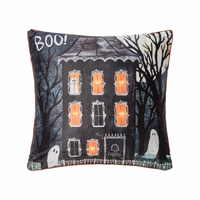 18" Square LED Haunted House Boo Pillow Halloween Decoration