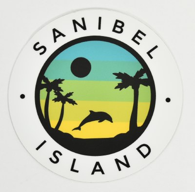 Sanibel Island Dolphin and Palm Tree Sticker