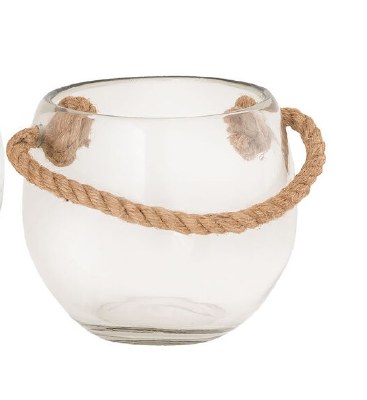 5" Clear Glass Vase With Rope Handle