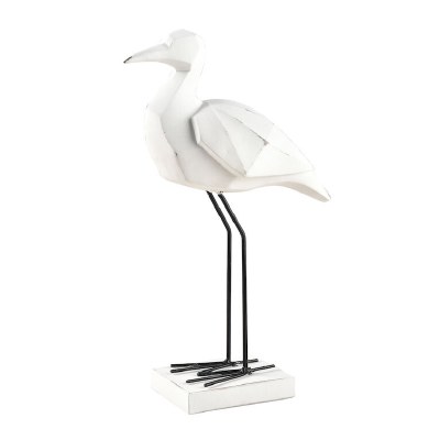 12" Short Neck White Geometric Pattern Bird Statue