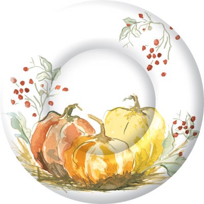 Pack of 8 8" Round Painted Pumpkins Paper Plates Fall and Thanksgiving