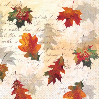 5" Square Falling Leaves Beverage Napkins Fall and Thanksgiving