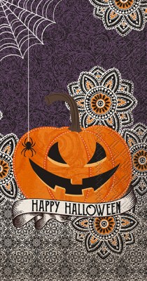 8" x 5" Happy Halloween Pumpkin With Spider Guest Towels Halloween Decoration