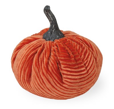 4" Round Dark Orange Corduroy Pumpkin Fall and Thanksgiving Decoration