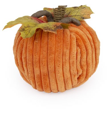 5" Round Orange Chenille Pumpkin Fall and Thanksgiving Decoration