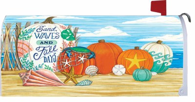 7" x 17" Fall Days Beach Pumpkins Mailbox Cover