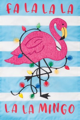 12" x 18" Mini Pink and Blue Flamingo and Lights Garden Flag