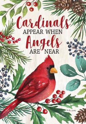 28" x 40" Cardinals and Angels Holly Berries Flag