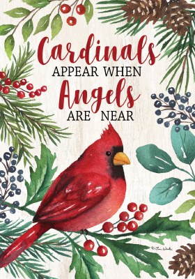 12" x 18" Mini Cardinals and Angels Holly Berry Garden Flag