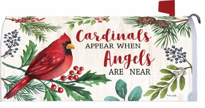 7" x 17" Cardinals and Angels Holly Berry Mailbox Cover