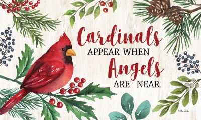 18" x 30" Cardinals and Angels Holly Berry Doormat