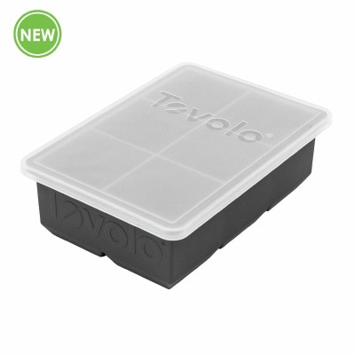 Gray Silicone 2" King Cube Ice Tray With Lid