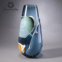 15" Green, Blue, and Amber Glass Vase