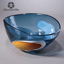 11" Green, Blue, and Amber Glass Bowl