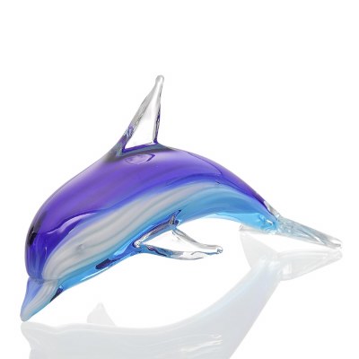 10" Blue Layers Art Glass Dolphin