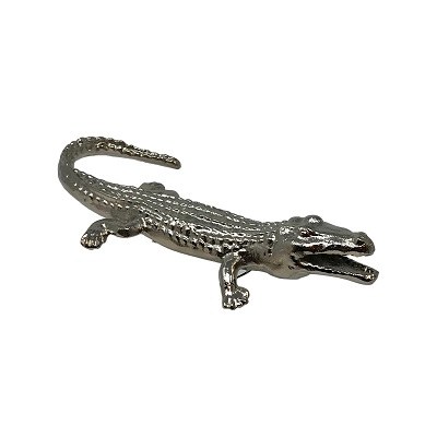 8" Silver Metal Alligator Paperweight