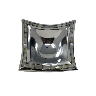 7" Square Silver Meal and Mother of Pearl Dish