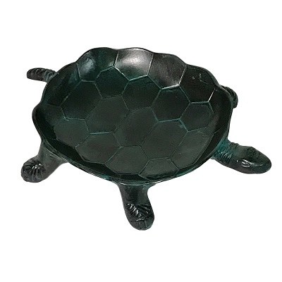 13" Verdigris Metal Sea Turtle Dish