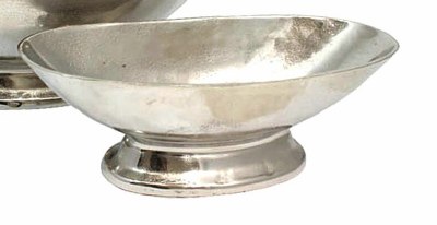 16" Oval Silver Metal Footed Bowl