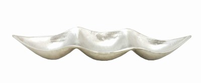 26" Silver Metal Triple Compartment Dish