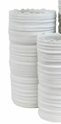 12" White Lace Ceramic Cylinder Vase