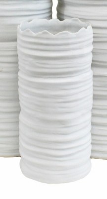 10" White Lace Ceramic Cylinder Vase