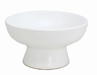 12" Round White Ceramic Low Footed Bowl