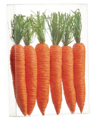 Box of 6 8" Orange and Green Raffia Carrots