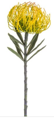 14" Faux Yellow Pin Cushion Protea Spray