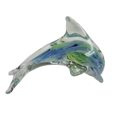 5" Blue and Green Glass Dolphin