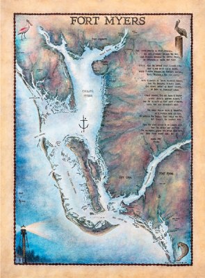 24" x 18" Waterways of Ft. Myers Wood Wall Plaque