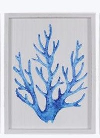 13" x 10" White and Blue Thick Coral Framed Wall Art