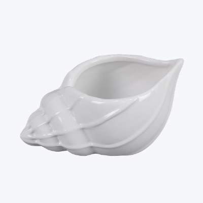 8" White Ceramic Shell Pot