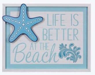14" x 18" Life is Better At The Beach Starfish Wood Framed Wall Plaque