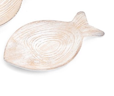 8" Whitewash MDF Fish Shape Tray