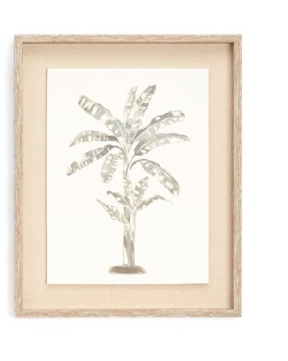 21" x 17" Banana Tree Art Print With Beige Mat and Natural Wood Frame