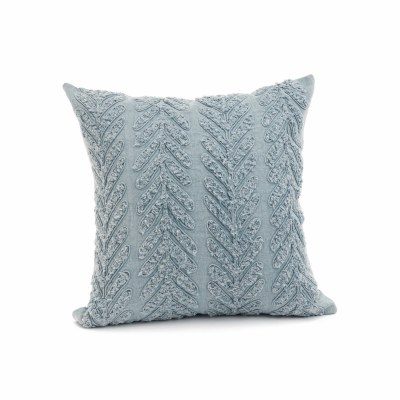 17" Square Light Blue Acid Wash Embroidered Vine Pillow