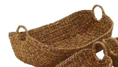 23" Oval Natural Seagrass Basket With Round Handles