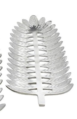 18" x 7" Silver Metal Frond Shaped Decorative Tray