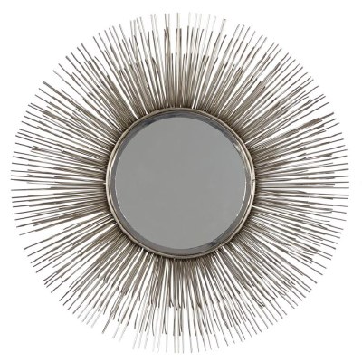 29" Round Silver Sunburst Rods Wall Mirror