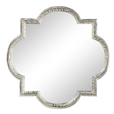 40" Silver Metal Round and Square Wall Mirror