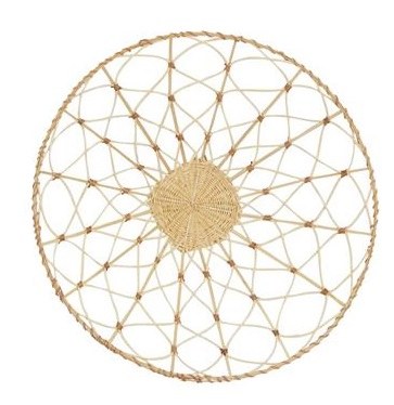 24" Round Natural and White Woven Rattan Wall Decor