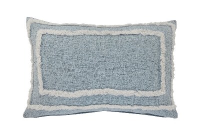 16" x 24" Winter Sky Blue and White Tufted Pillow