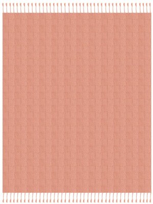 50" x 60" Coral Pink Woven Square Handmade Throw With Fringe