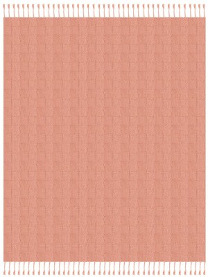 50" x 60" Coral Pink Woven Square Handmade Throw With Fringe