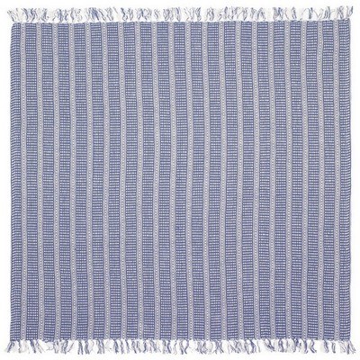 50" x 60" Blue and White Woven Handmade Throw With Tassels