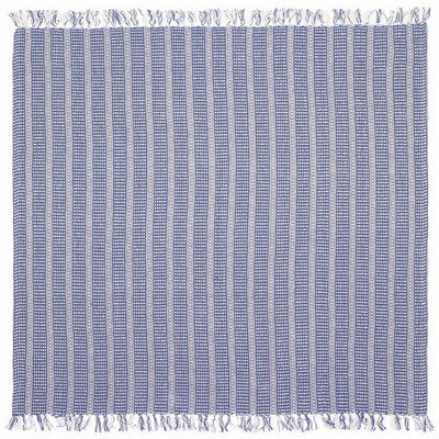 50" x 60" Blue and White Woven Handmade Throw With Tassels