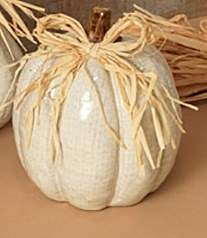 6" Distressed White Ceramic Round Pumpkin Fall and Thanksgiving Decoration