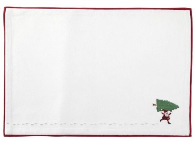12" x 19" Runing Santa With Tree Fabric Placemat